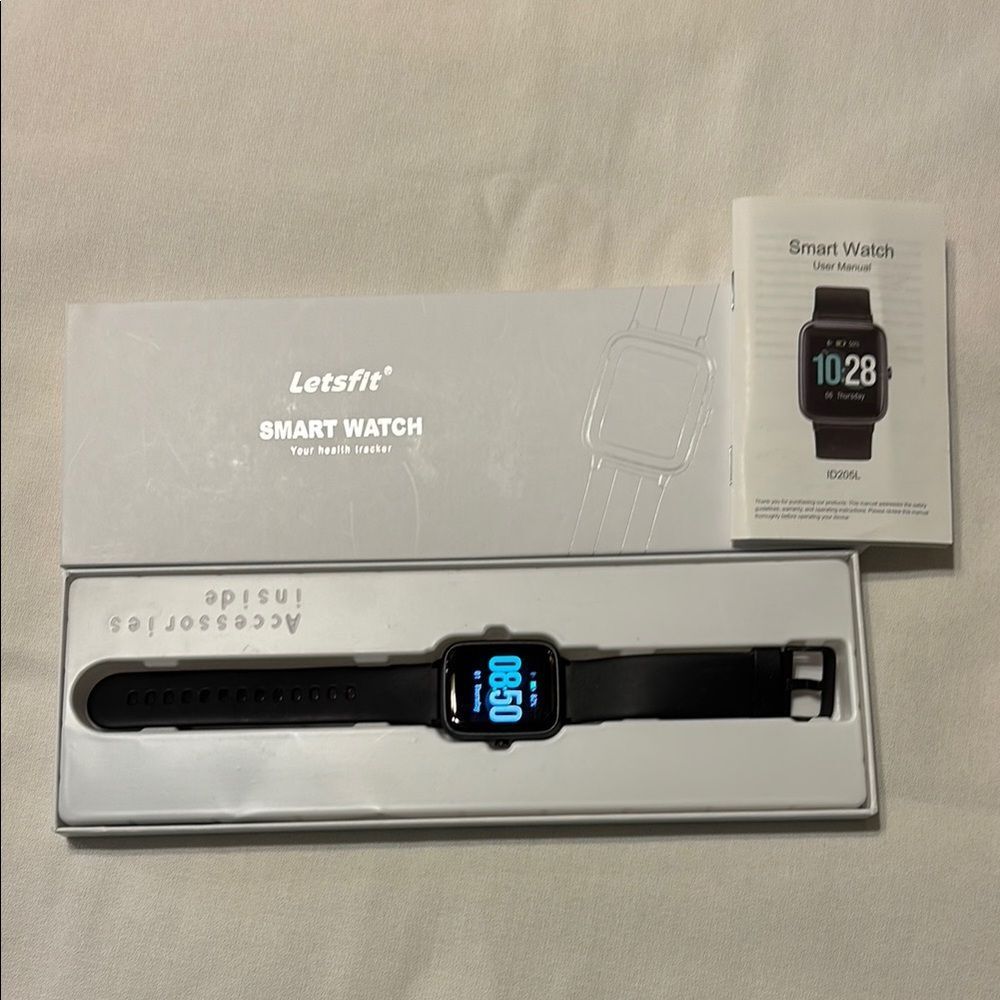 Sleek Black Smartwatch with Digital Display